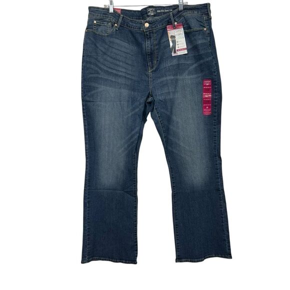 NWT Signature Levi Strauss Simply Stretch Mid Rise Bootcut Jeans Sz 24 med Wash - Picture 1 of 12